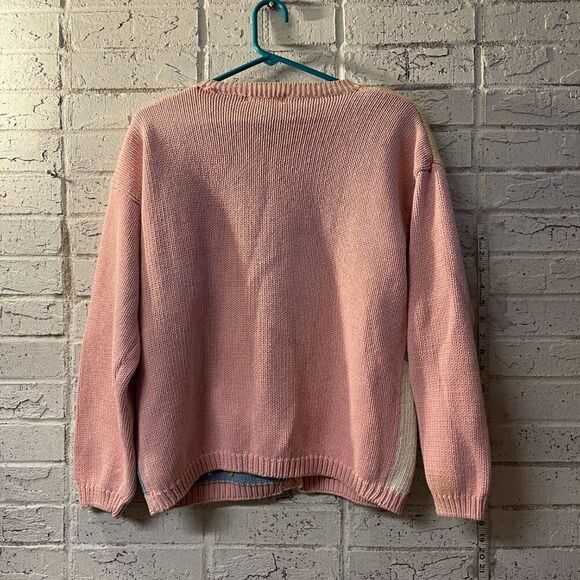 Vintage Alexandra Bartlett Handcrafted Easter Knit Cardigan Pastel Bunny Carrot - Picture 9 of 12